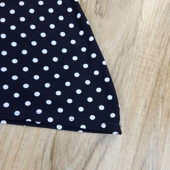 💛Vintage Suzie Black w/White Polka Dot Asymmetric Sleeveless Top Large - Picture 7 of 8